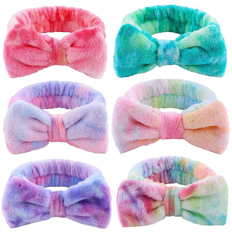 Skincare Headband, Spa Headband, Makeup Headband, Headband for Washing Face, Gift for Teen Girls, 6pcs, Tie Dye Color Microfiber Headband, Elastic Headband for Woman, Girls