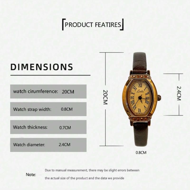 Women's Coffee Brown Leather Strap Watch, Barrel Shaped Dial for Daily Wear and Parties