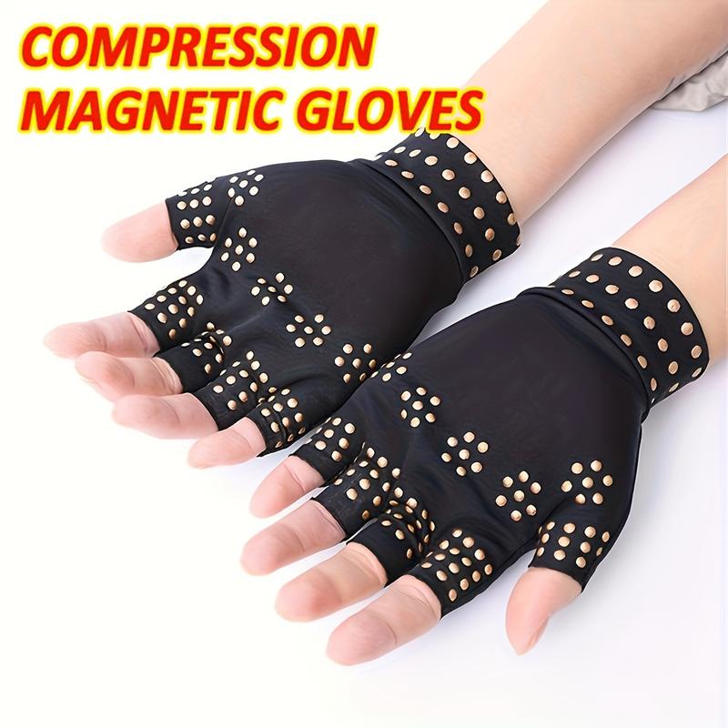 1Pair Magnetic Compression Gloves - Wrist Brace & Anti-Slip Fingerless Gloves For Women & Men