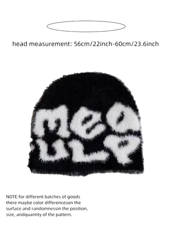 Letter Pattern Beanie Hat, Street Style Soft Beanie Hat for Fall & Winter, Fashion Accessories for Both Men & Women