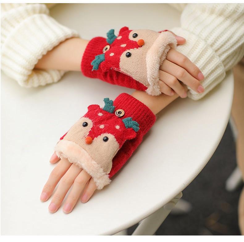 Christmas Deer Flip-Top Gloves