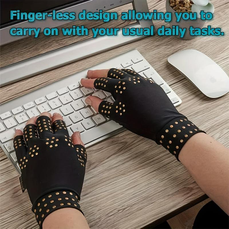 1Pair Magnetic Compression Gloves - Wrist Brace & Anti-Slip Fingerless Gloves For Women & Men