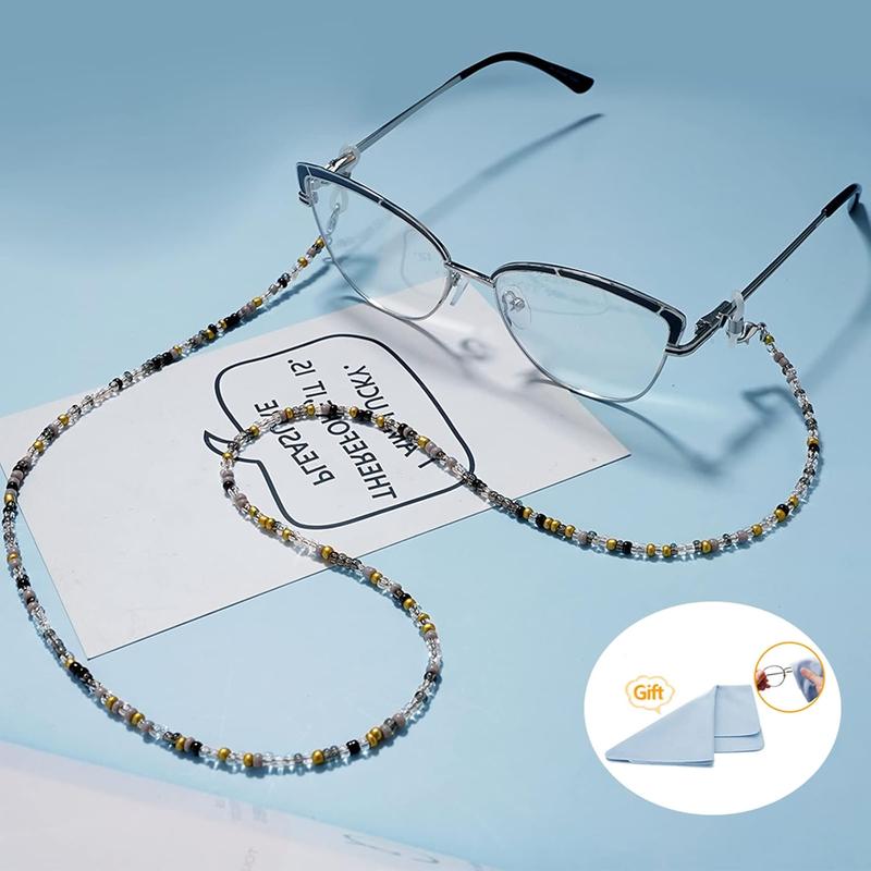 4 Count Beaded Eyeglass Chains for Women and Girls, Sunglass Holder Strap Around Neck, Acrylic Eye glasses Hanger Keeper