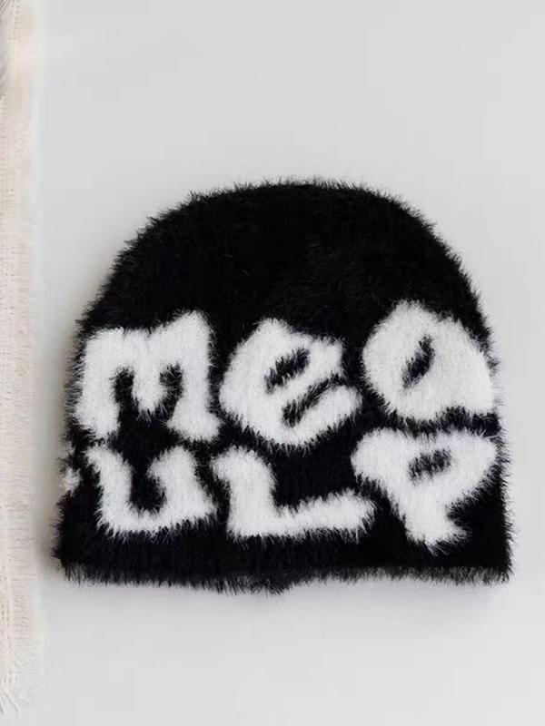 Letter Pattern Beanie Hat, Street Style Soft Beanie Hat for Fall & Winter, Fashion Accessories for Both Men & Women