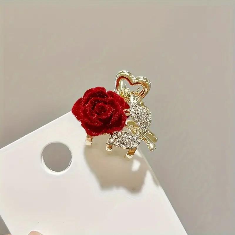 2 6 8 12 Pack Sparkling Rhinestone Rose Flower Decorated Small Hair Clips Elegant Hair Clips Fashion Hair Accessories for Women and Girls