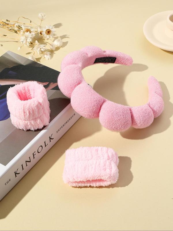 Solid Hair Accessories Set, Including Cloud Design Hair Hoop & Wristband, Fashion Hair Accessories Set for Women & Girls