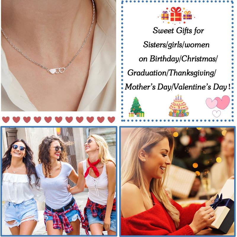 Sisters Necklace Best Friend Friendship Heart Matching Necklaces for 2 3 4 Women