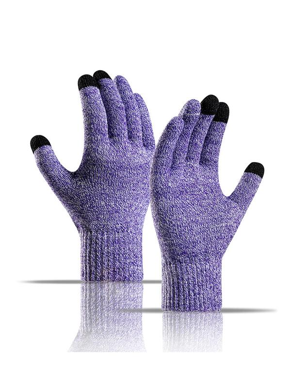 Women's Elegant Solid Color Knit Touchscreen Gloves & Beanie Hat & Shawl, Fashionable Warm Hat Scarf Gloves Set for Fall & Winter, Ideal Choice for Gifts