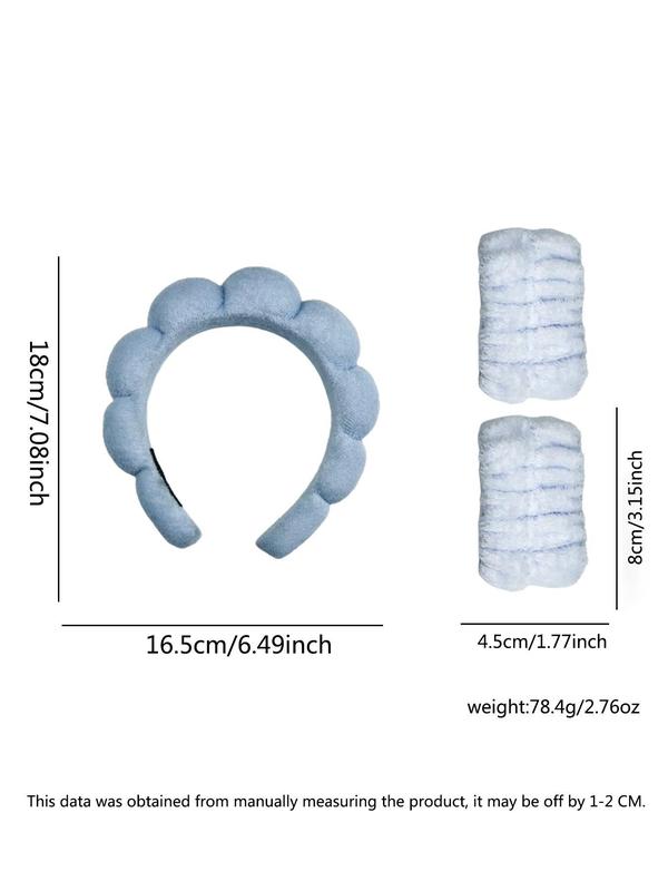 Solid Hair Accessories Set, Including Cloud Design Hair Hoop & Wristband, Fashion Hair Accessories Set for Women & Girls