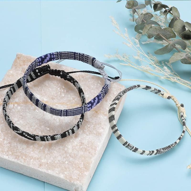 4pcs Beach Bracelet Set. For Men and Women. Surfer Men Bracelet. Braided Boho. Summer Bracelets. Adjustable. Handmade. Women & Girls.