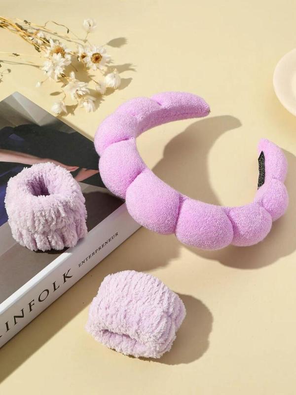 Solid Hair Accessories Set, Including Cloud Design Hair Hoop & Wristband, Fashion Hair Accessories Set for Women & Girls