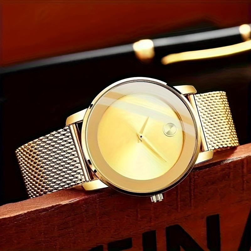 Elegant 3-Piece Quartz Watch Set, Shock-Resistant Analog Display, Round Zinc Alloy Case, Non-, Stainless Steel Mesh Band, Middle East Collection