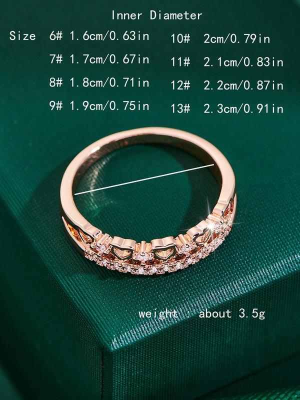 Proposal Elegant Rhinestone Decor Heart Design Hollow-out Engagement Ring for Women, Trendy Vintage Matching Ring, Chic Retro Jewelry As Birthday Gift for Girlfriend Party Daily Use