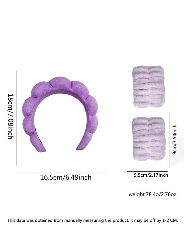 Solid Hair Accessories Set, Including Cloud Design Hair Hoop & Wristband, Fashion Hair Accessories Set for Women & Girls