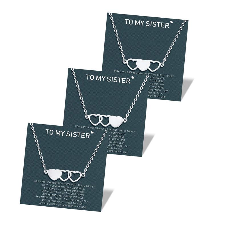 Sisters Necklace Best Friend Friendship Heart Matching Necklaces for 2 3 4 Women