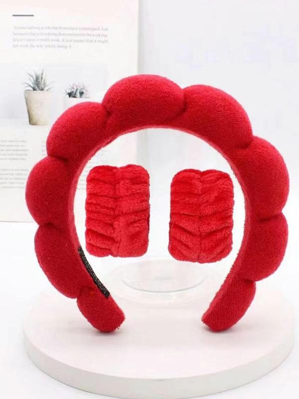 Solid Hair Accessories Set, Including Cloud Design Hair Hoop & Wristband, Fashion Hair Accessories Set for Women & Girls