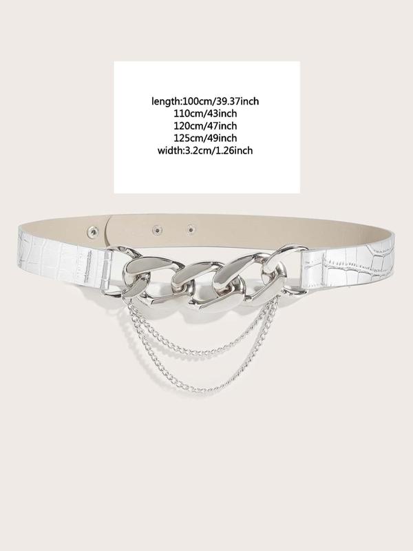 Women's Detachable Chain Decorated Belt, Trendy Exquisite PU Leather Belt, Fashionable Clothes Accessories for Daily & Party Clothing Decoration