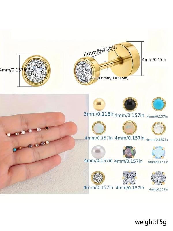 Simple Fashion Rhinestone & Faux Pearl Decor Stud Earrings, Fashion Jewelry for Party, Daily Decor, Trendy All-match & Exquisite Jewelry for Birthday Gift