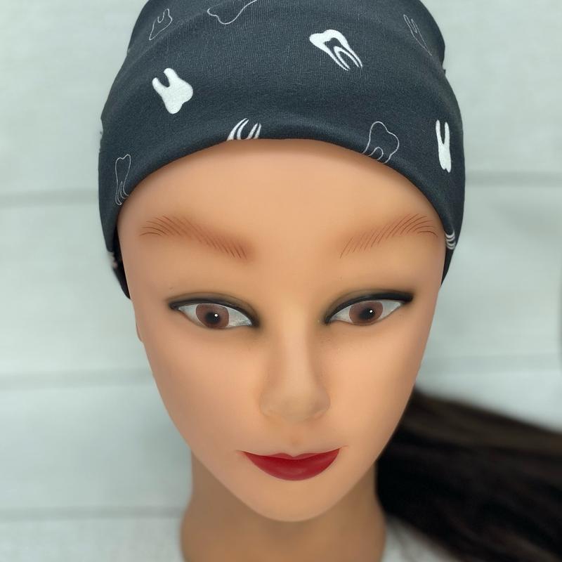 CookiesThreads black tooth Dental twist headband with or without buttons made for dental professionals