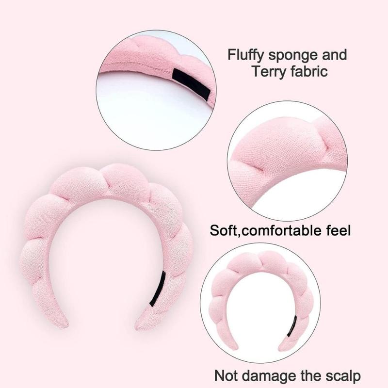 Spa Sponge Headband for Washing Face, Skincare Headbands for Makeup Removal, Shower, Hair Accessories, Terry Cloth Headbands for Women(Pink)(Creative Life Pavilion)