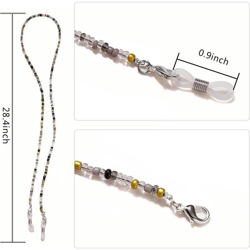 4 Count Beaded Eyeglass Chains for Women and Girls, Sunglass Holder Strap Around Neck, Acrylic Eye glasses Hanger Keeper