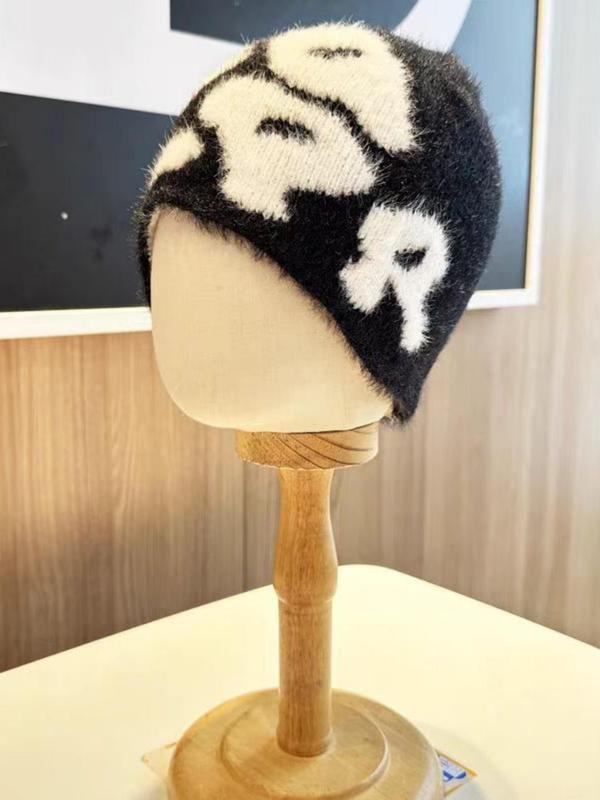 Letter Pattern Beanie Hat, Street Style Soft Beanie Hat for Fall & Winter, Fashion Accessories for Both Men & Women