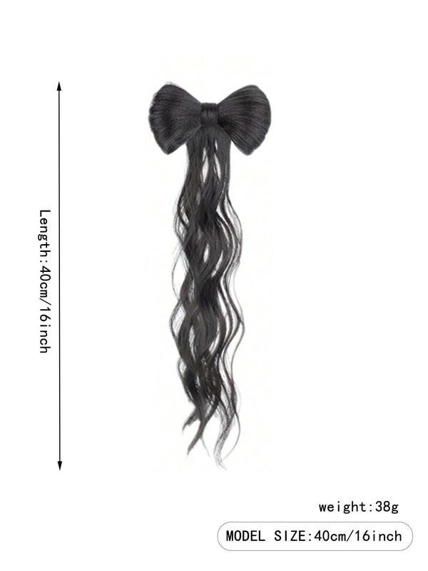 Bow Decor Body Wavy Synthetic Hair Extension, Natural Looking Striking Fluffy Hair Piece for Women, Synthetic Hair Extensions for Daily & Party Use