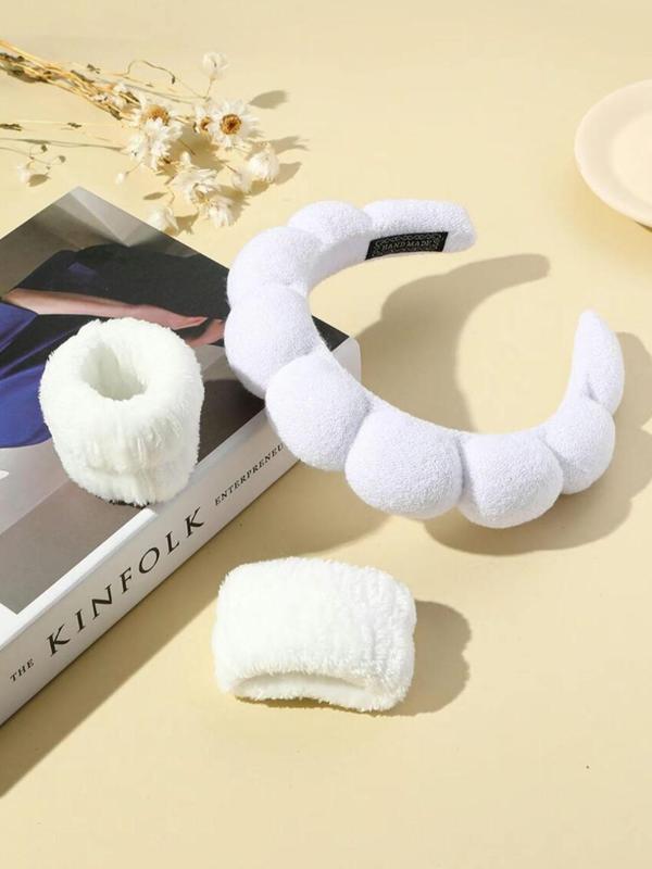 Solid Hair Accessories Set, Including Cloud Design Hair Hoop & Wristband, Fashion Hair Accessories Set for Women & Girls