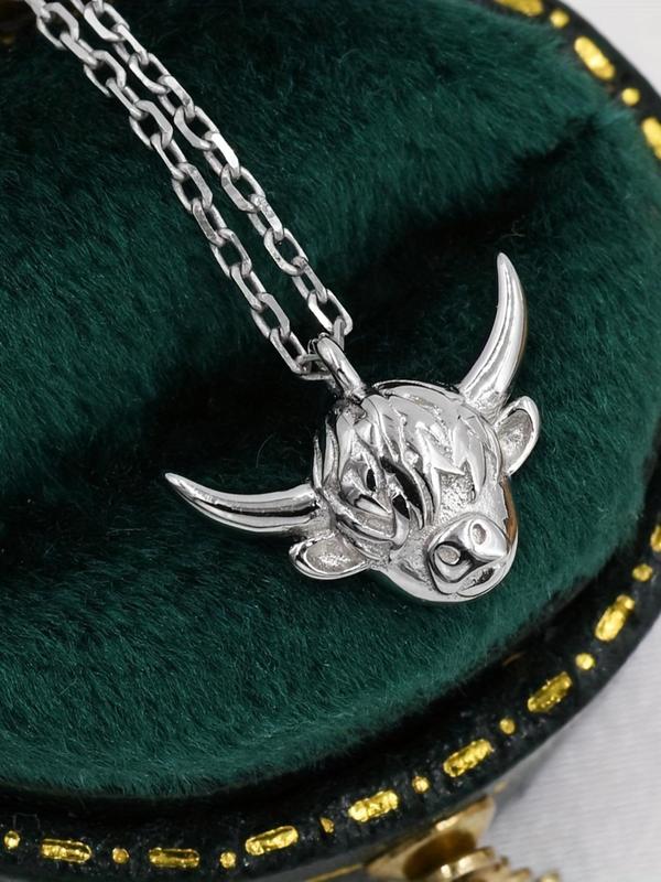 Cow Head Design Pendant Necklace for Women & Men, Fashion Copper Jewelry for Party, Daily Clothing Decor, Trendy All-match & Exquisite Jewelry for Birthday Gift