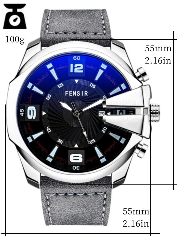 Men's Business Fashion Round Dial Analog Quartz Watch, with Box, Fashion Watch for Party, Trendy All-match & Exquisite Watch for Birthday Gift