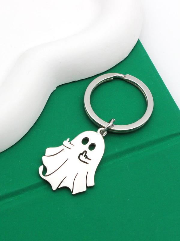 Ghost Design Keychain, Cute Cartoon Halloween Themed  Keychain for Car Key, Backpack & Bag Pendant, Festival Creative Gift