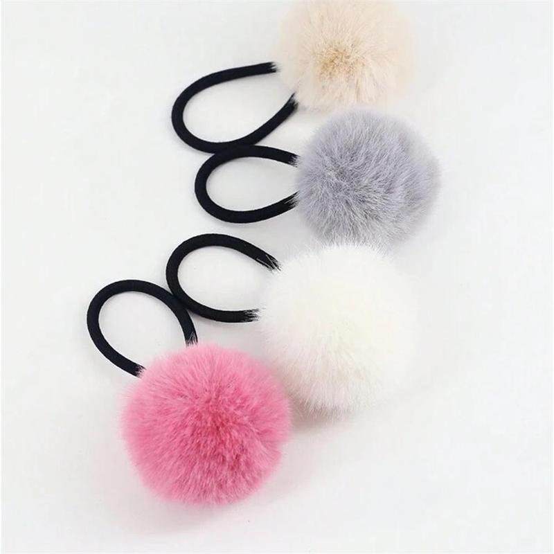 Cute Ball Hair Tie, 4 8 Counts Fuzzy Hair Tie, Hair Accessories for Women & Girls, Minimalist Headwear Suitable for Thick Hair