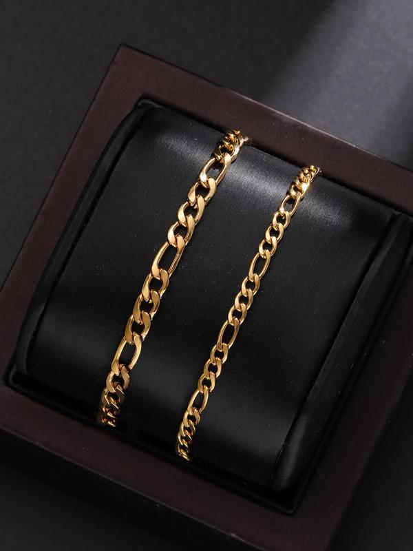 2pcs set Unisex Chain Bracelet, Casual Trendy Hip-hop Stainless Steel Bracelet, Fashionable Accessories for Daily & Party Decoration