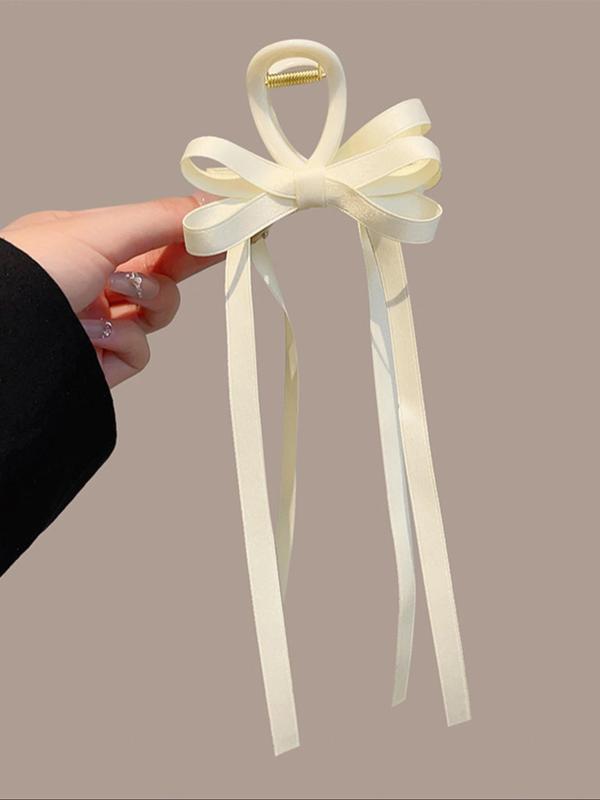 Elegant Style Bowknot Decor Hair Claw Clip, Long Tail Hair Claw Clip, Spring Fashion Kawaii Accessories for Women & Girls Hairstyle Ideas