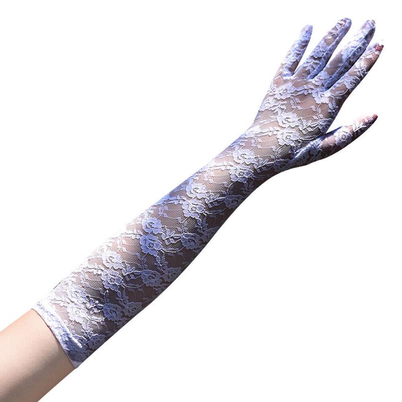 US 16.9'' Sexy Lace Gloves Thin Long Bride Wedding Party Elbow Long Prom Driving