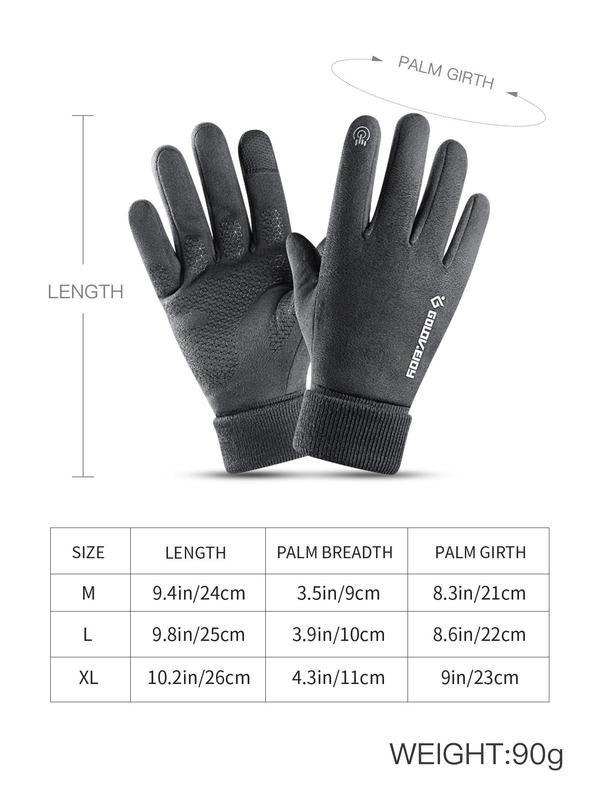 Unisex Letter Pattern Touch Screen Windproof Gloves, Casual Full Finger Cycling Gloves, Reflective Silicone Non-slip Touch Screen Gloves, Outdoor Sports Gloves for Fall & Winter