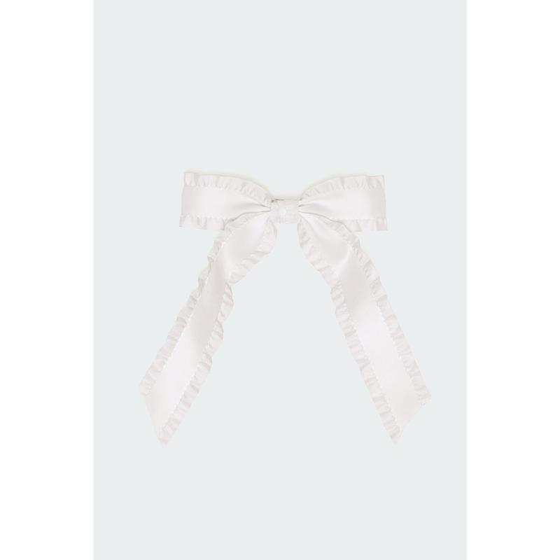 Ruffle Trim Bow Hair Clip