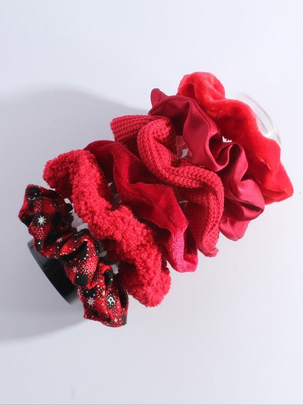 Cute Christmas Themed Hair Scrunchies, Soft Hair Tie, High Stretch Hair Tie, Fashion Hair Accessories for Women & Girls