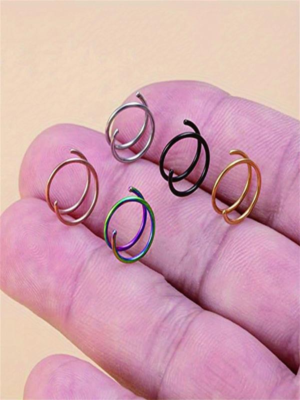 Unisex Cute Trendy Stainless Steel Nose Ring & Lip Ring & Earring Set, Colorful Casual Nose Ring & Lip Ring & Earring Set, Fashionable Jewelry As Gift