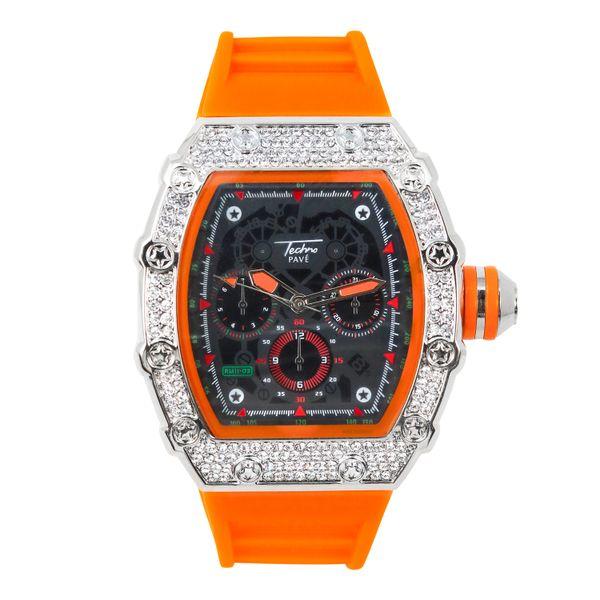 Men's Vibrant 45mm Tonneau Shaped Silicone Band Watch