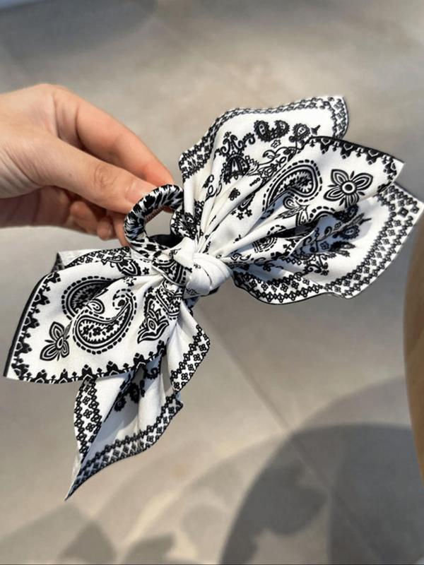 Women's Elegant Bowknot Design Hair Claw, Paisley Pattern Hair Claw, Boho Style Hair Accessories for Women & Girls, Vintage Hair Claw for Daily Life