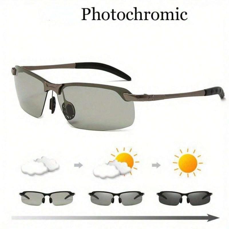 Men's Photochromic Polarized Glasses - Outdoor Driving, Fishing, Hiking Eyewear for Day & Night, High-Quality Anti-Radiation Mixed Color PC Shades