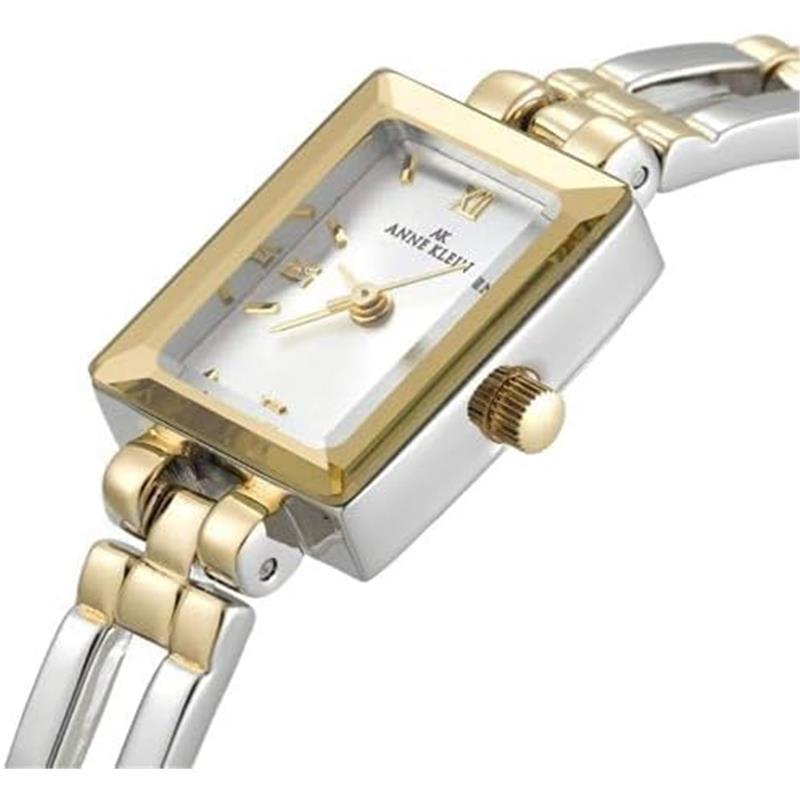 Brand New Anne Klein Women's Bracelet Watch - Silver and Gold Tone Open Link Band, Rectangular Case, Quartz Analog Movement, Water Resistant up to 30m