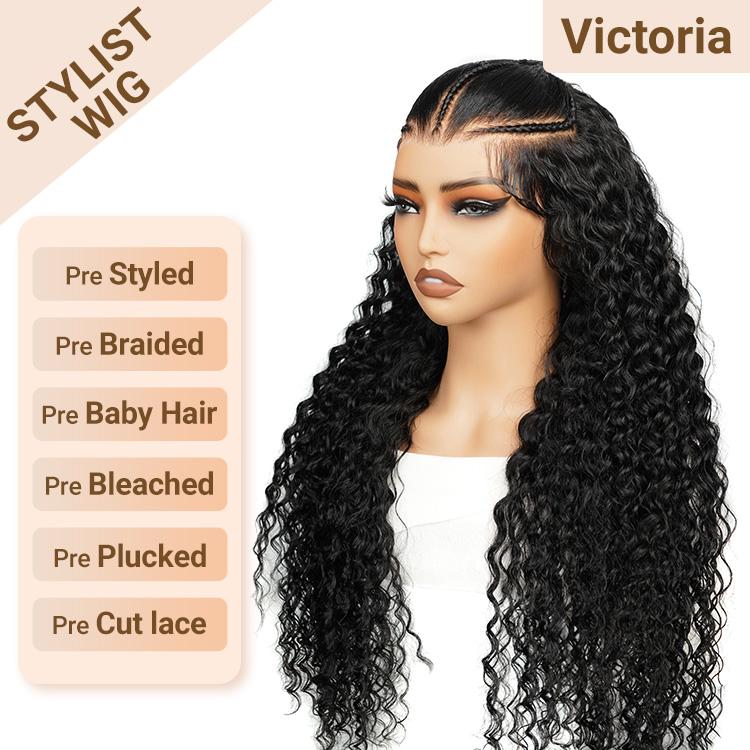 Wiggins Hair 180% Stylist Wig Pre Braided Lace Front Wigs Pre Cut Lace Wig Human Hair Water Wave 6x8 Lace Closure Wigs