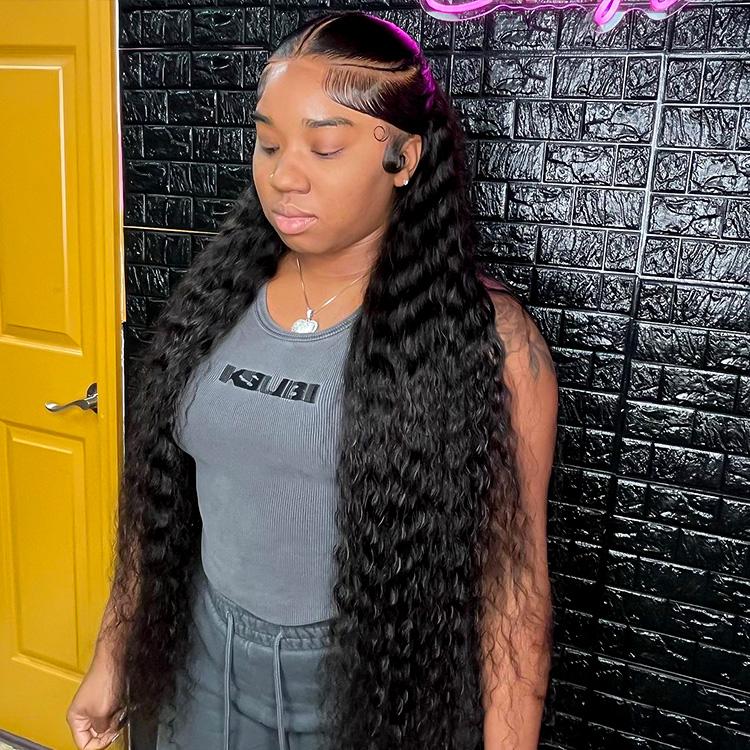 Wiggins Hair 180% Stylist Wig Pre Braided Lace Front Wigs Pre Cut Lace Wig Human Hair Water Wave 6x8 Lace Closure Wigs