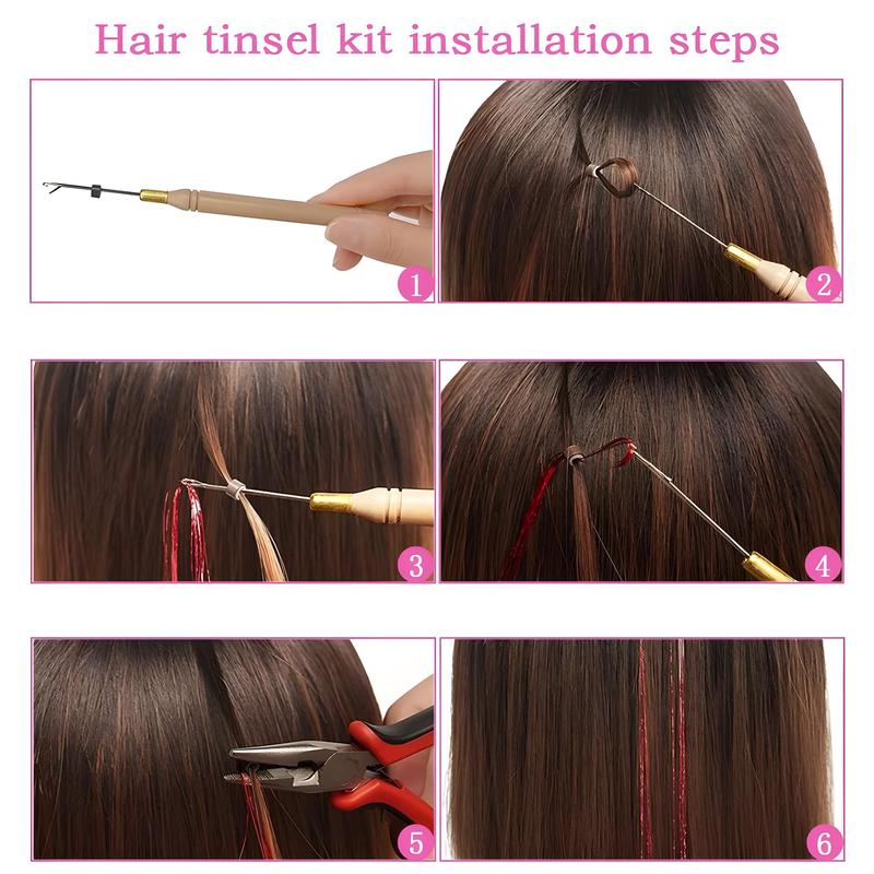 Hair Tinsel Kit (48 Inch,14 Colors, 2800 strands), Tinsel Hair Extensions with Tools, Heat Resistant Fairy Hair Tinsel Kit for Women Hair Accessories