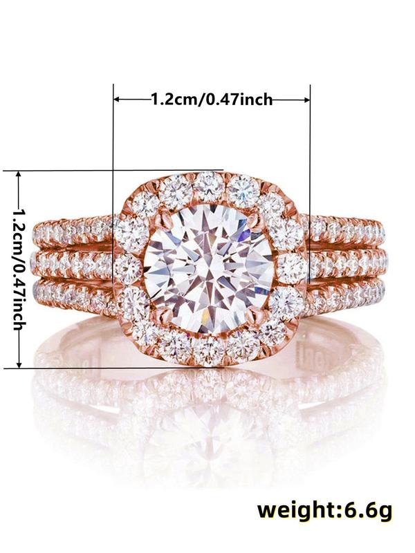 Elegant Rhinestone Decorated Copper Ring, Fashion Jewelry for Party, Daily Clothing Decor, Trendy All-match & Exquisite Jewelry Gift for Women