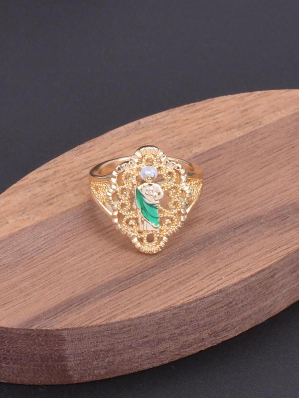 Mexican Charm St. Jude Ring, Religious Catholic Faith Wearing Accessories, Holiday Celebration Gifts, Protective Blessing Jewelry Gifts, Men's Ring