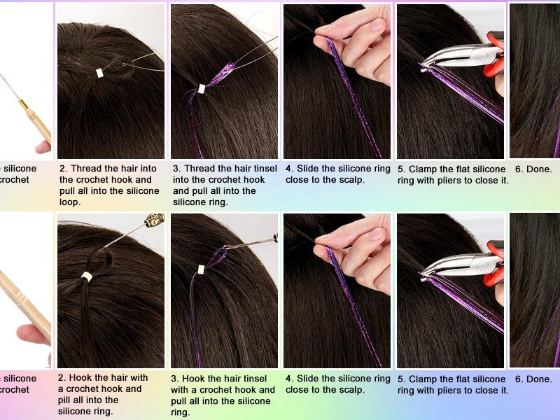 Hair Tinsel Kit (48 Inch,14 Colors, 2800 strands), Tinsel Hair Extensions with Tools, Heat Resistant Fairy Hair Tinsel Kit for Women Hair Accessories