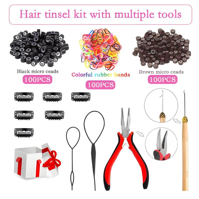 Hair Tinsel Kit (48 Inch,14 Colors, 2800 strands), Tinsel Hair Extensions with Tools, Heat Resistant Fairy Hair Tinsel Kit for Women Hair Accessories